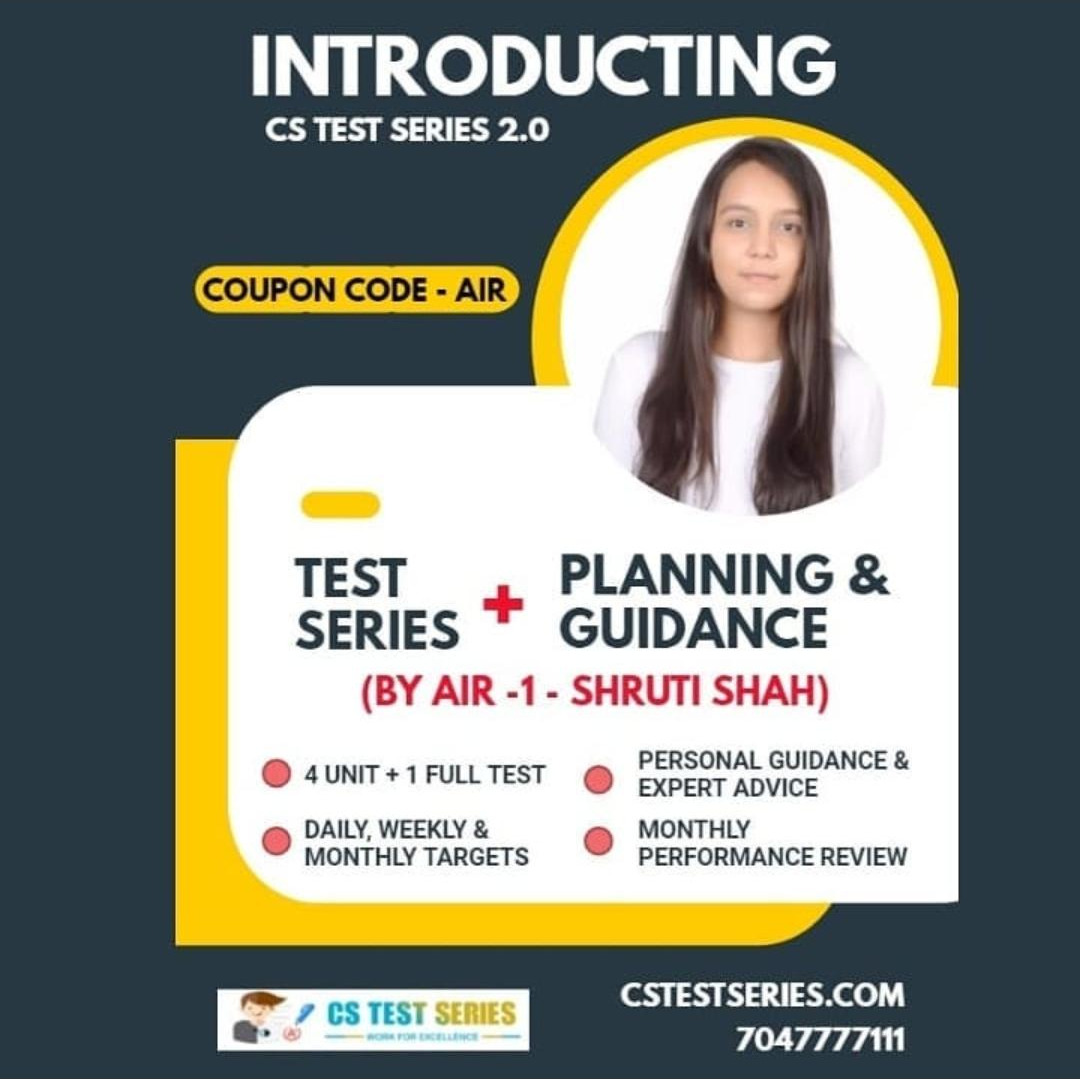 Upgrade To CS Test Series 2.0 | Premium Test Series + Schedule Planning by ALL India Ranker - 1