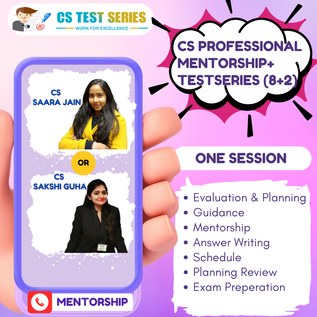 CS Professional One Time Counselling - Mentorship  + Test Series 8 Units + 2 Full Syllabus Test