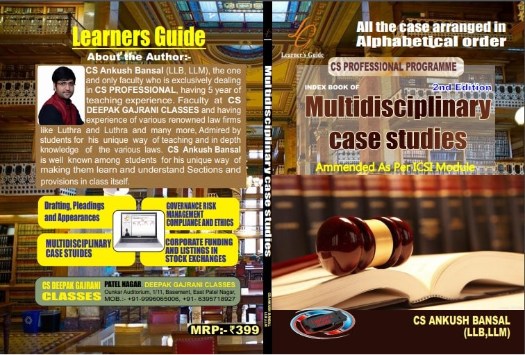 INDEX BOOK OF MULTIDSCIPLINARY CASE STUDIES By CS Ankush Bansal