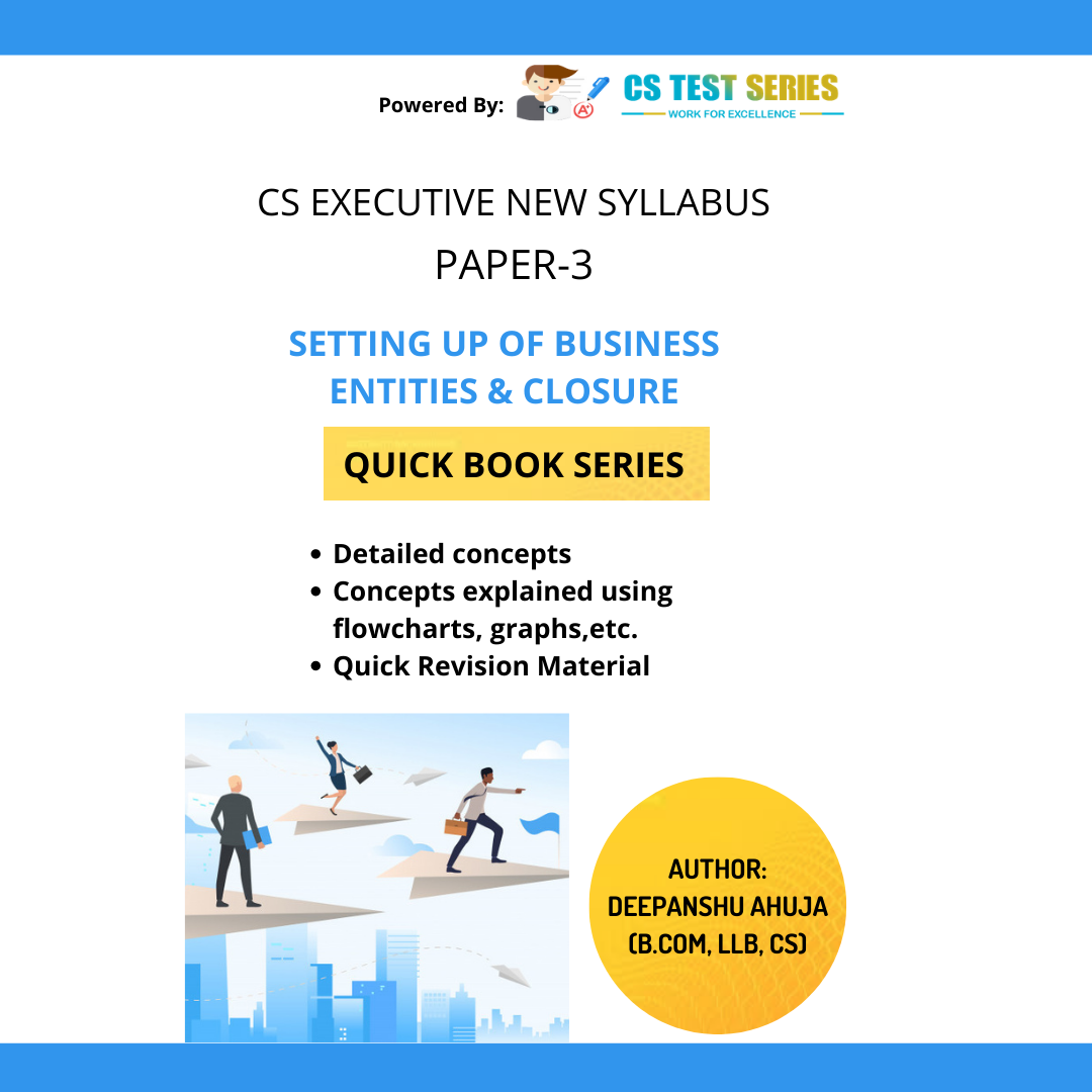 Setting up Of Business Entities & Closure - Quick Book | CS Executive New Syllabus - SBEC